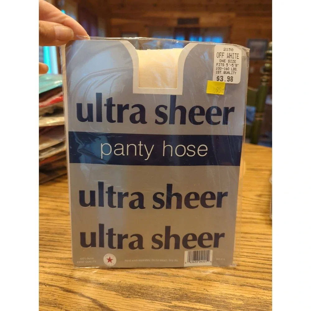 New Vintage Ultra Shear Pantyhose Off-white Fits 5 Ft To 5'8 And 100 To 160 Lb